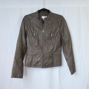 Women's Faux Leather Jacket (Brown)